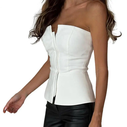Gestructureerde, strapless top met peplum